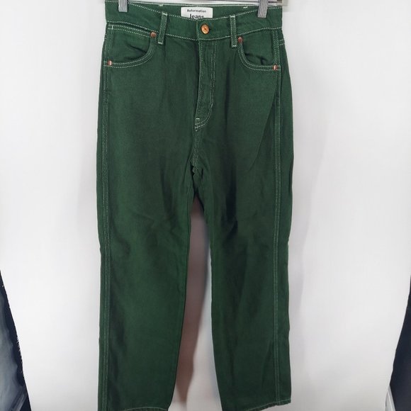 Reformation Green Emerald Cowboy High-rise Straight Organic Jeans - Picture 1 of 9